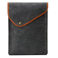 Flat felt computer bag dark grey with magnetic buckle closure on front