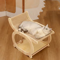 Solid wood sisal cat bed recliner in walnut colour with scratch-resistant mat