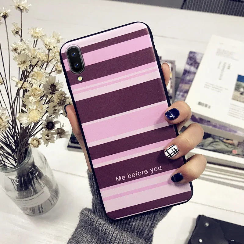 Vivo X21 silicone mobile phone case with grid pattern and rear fingerprint cutout
