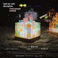 Crystal luminous cube sugar LED small night lamp with 8cm base on a table