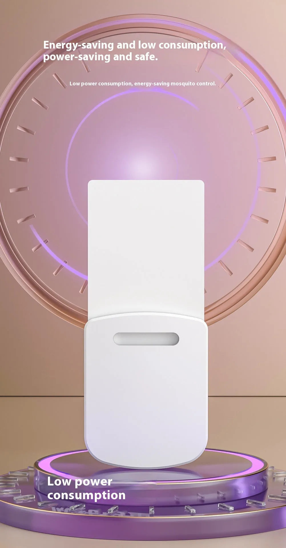 Home UV LED mosquito killer lamp with ABS shell, 80x36x95mm, USB plug-in, and five adhesive boards for indoor insect capture