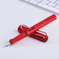 Ink sac pen with 0.5mm steel nib in red, yellow, green, blue or black plastic body