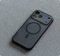 Magnetic anti-fall phone case with knight skin feel finish for iPhone 17 in transparent black