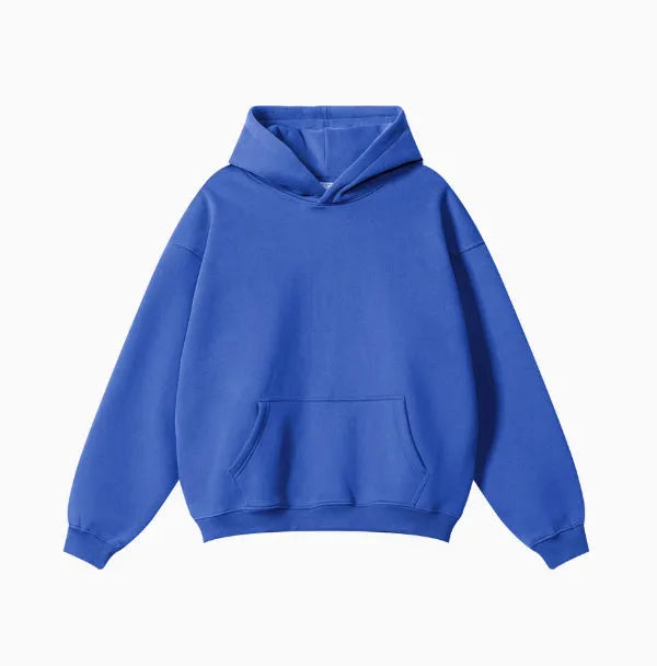 Men's cotton terry hooded sweater in loose fit with drop shoulder sleeves