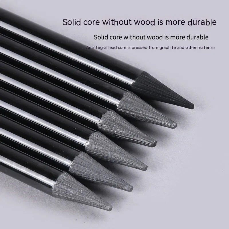 Solid graphite and carbonized pencil set in suction card pack with wooden shell