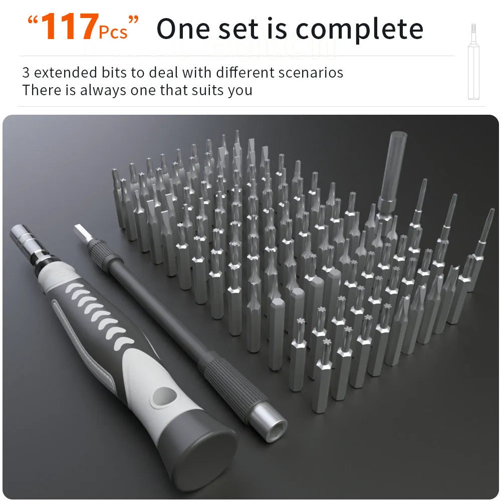 130 In 1 Precision Screwdriver Tool Set with CRV bits in orange case, 153x107x54mm