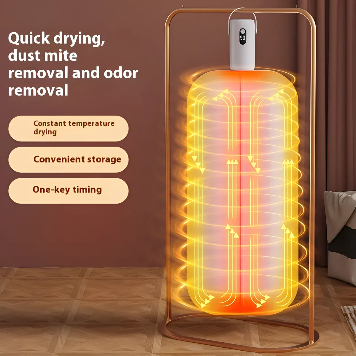 White portable household small dryer with cubic shape and PTC heating for home use.