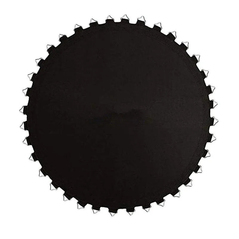Round elastic bungee fabric sheet for trampolines with button fasteners around edge
