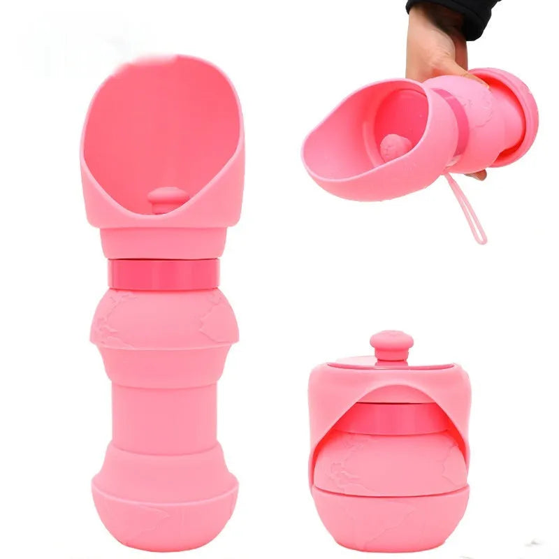 Portable silicone folding pet cup in 550ml size, collapsed for storage