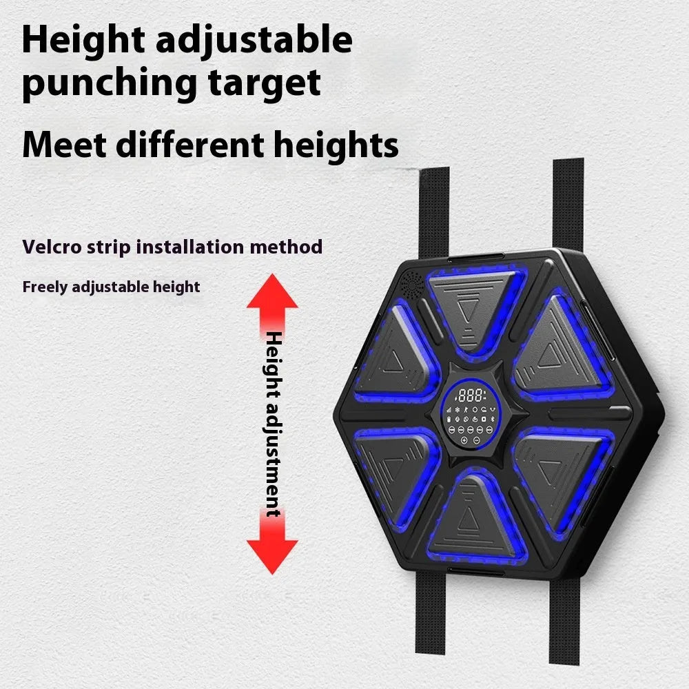 Electronic boxing wall target with rhythm training functions and dual installation options