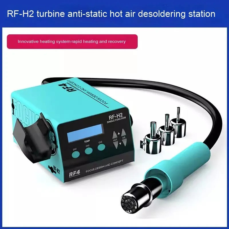 Digital display hot air gun with three nozzles for electronics repair and BGA chip rework