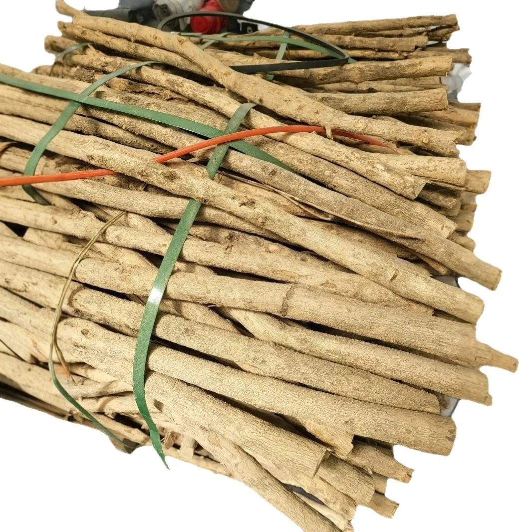 Coffee wood dog chew stick in original colour with twisted style on a neutral background
