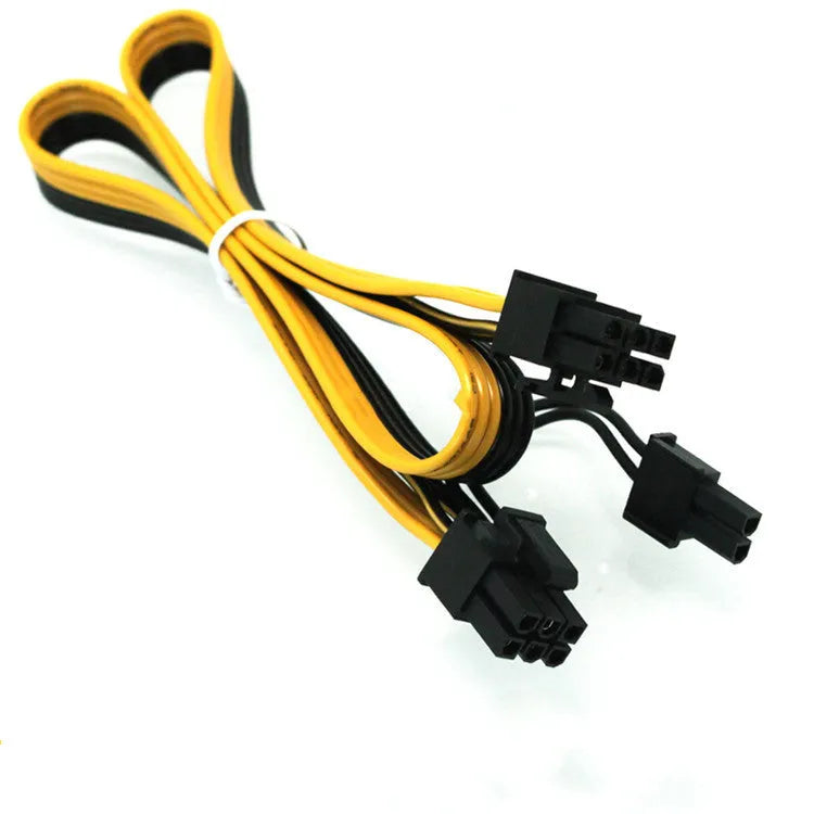 Black server power adapter board with 6-pin connector and multiple wire outputs.