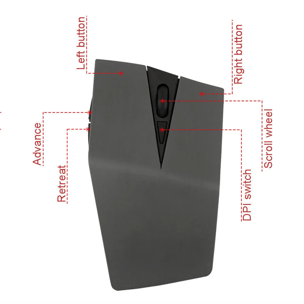 Wireless invisible optical mouse in metallic gold colour with USB receiver for laptop computers