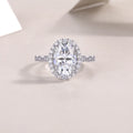 Moonlight Pupil egg-shaped moissanite wedding ring set in S925 silver with platinum plating