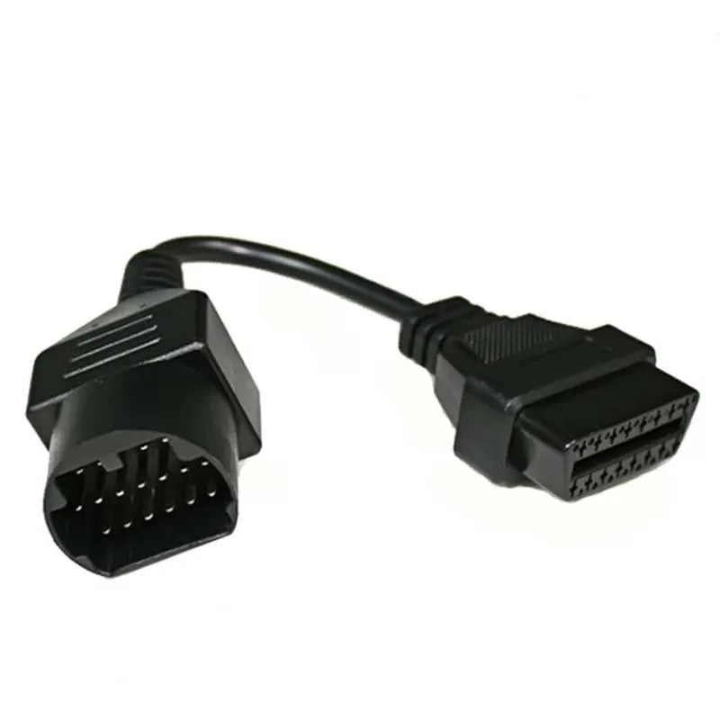 Mazda 17-pin to OBDII 16-pin diagnostic cable adapter in black PVC