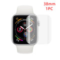 Apple Watch full coverage hydrogel screen protector showing transparent film with self-adhesive backing