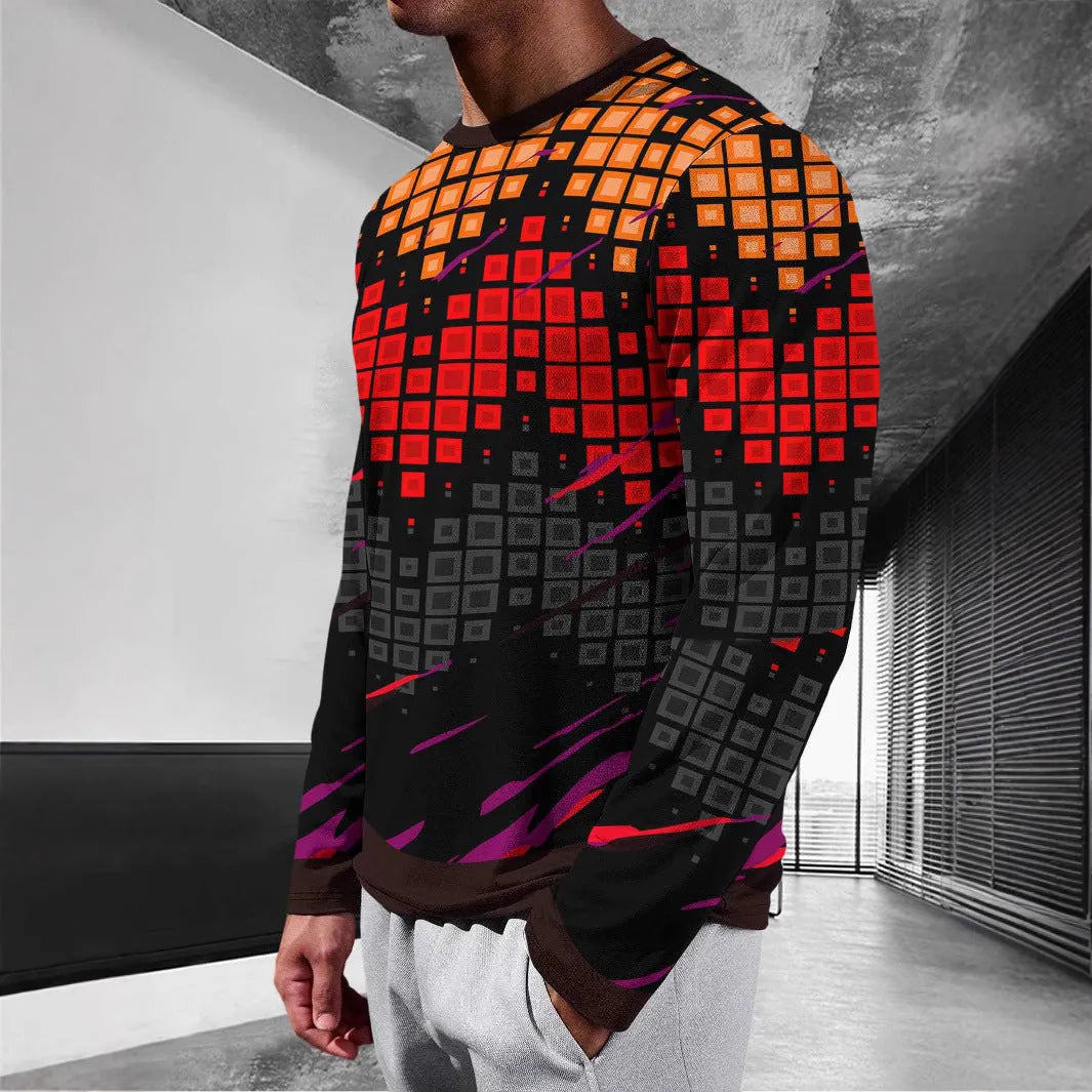 Men's long sleeve round neck milk silk pullover jumper on a hanger, multiple colour options available.