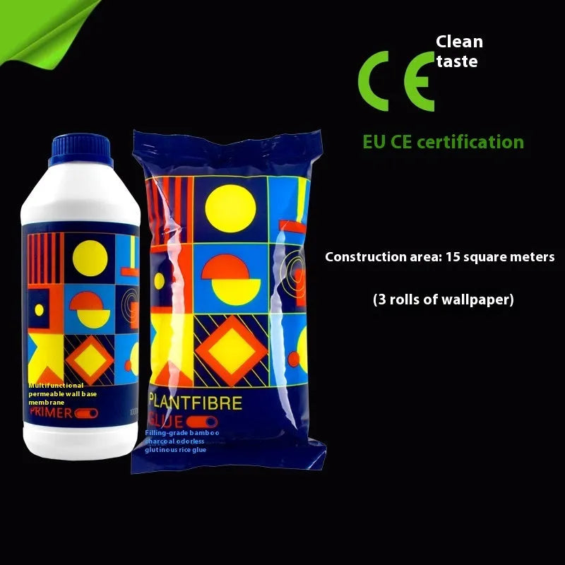 A 3kg bucket of glutinous rice wallpaper glue, labelled as formaldehyde-free.