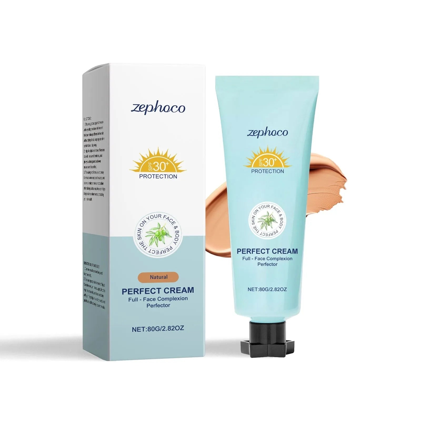 Curdling sunscreen liquid foundation bottle showing available colour shades