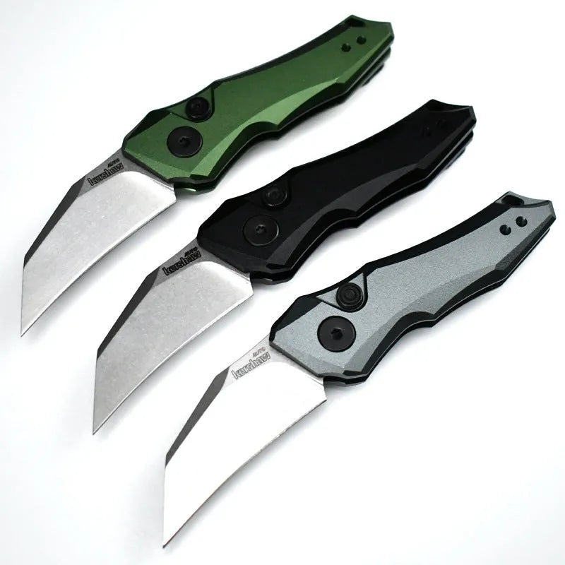 Outdoor folding pocket knife showing compact 150mm length and available in black, grey, or green colours