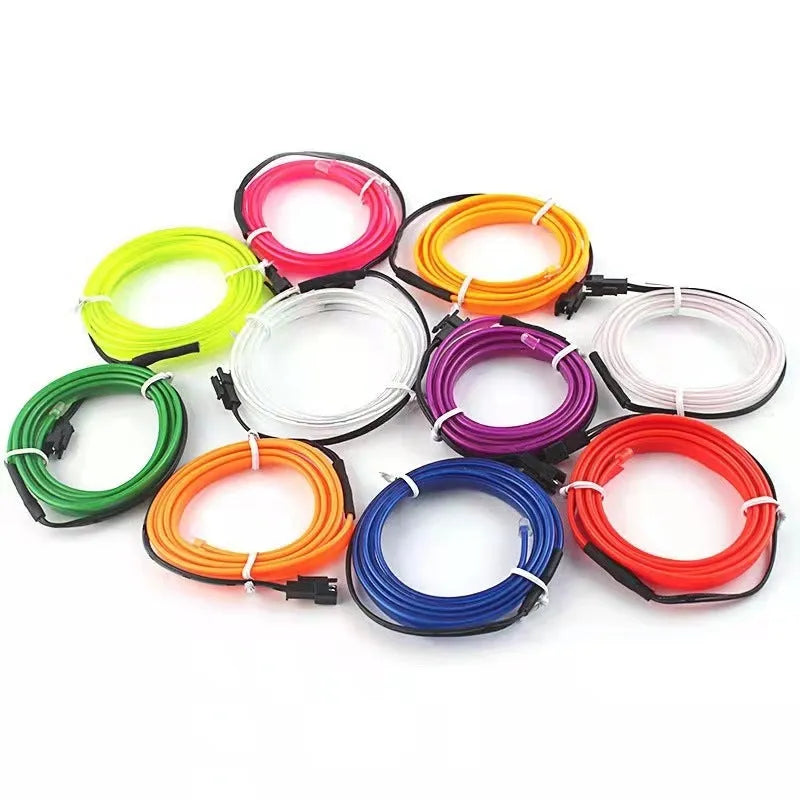 Six-metre long USB-powered LED light strip for car interior ambient lighting in ten colour variants.