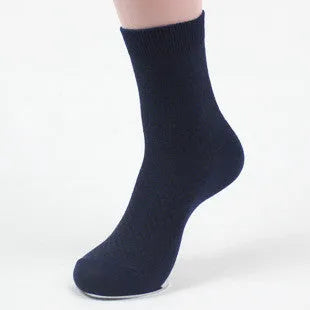 Men's bamboo fibre socks in a small square pattern, shown in navy blue colour.