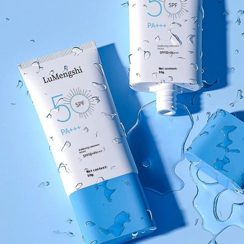 Tube of 50g refreshing sunscreen with whitening and moisturising for universal skin types