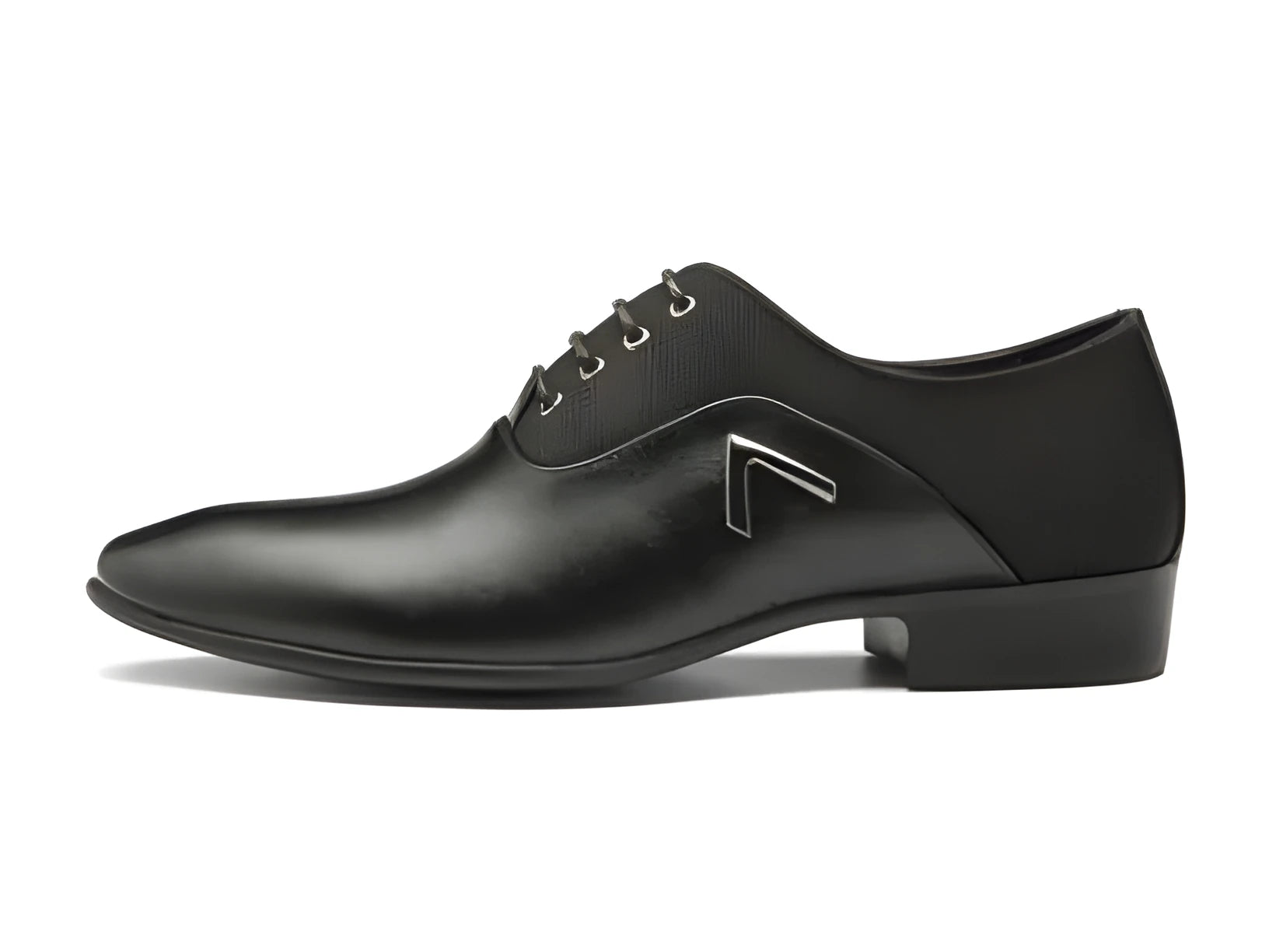 Men's black Oxford shoes with a low-cut PU upper and rubber sole for business casual wear.
