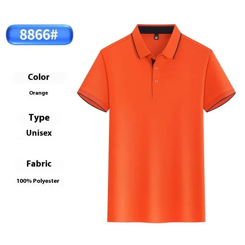 Men's light blue asymmetric overalls polo shirt made from ice silk fabric for summer workwear.