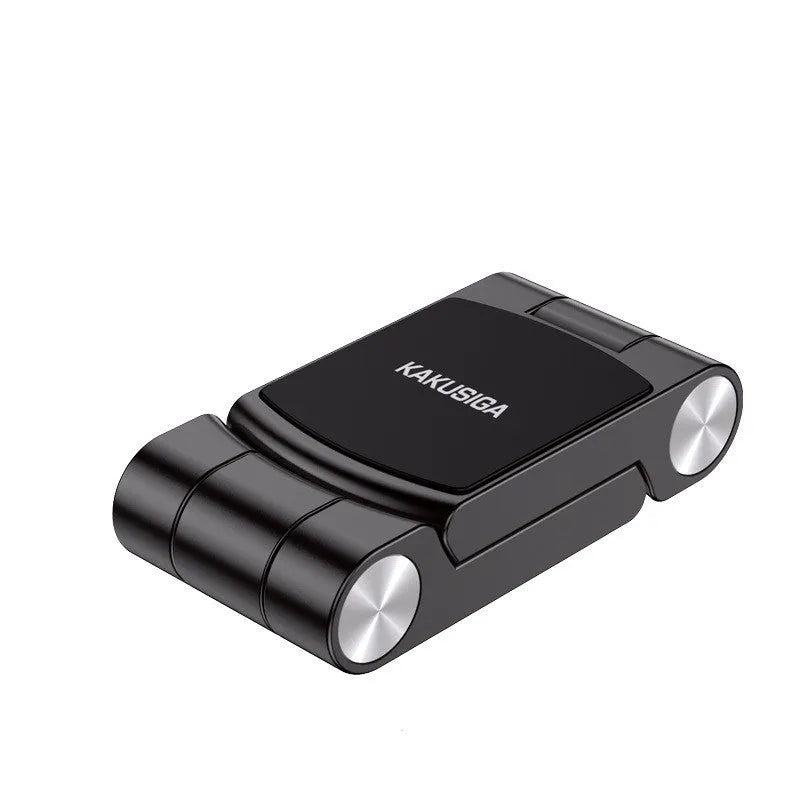 Collapsible magnetic car phone holder in silver, made of ABS leather metal, expanded position