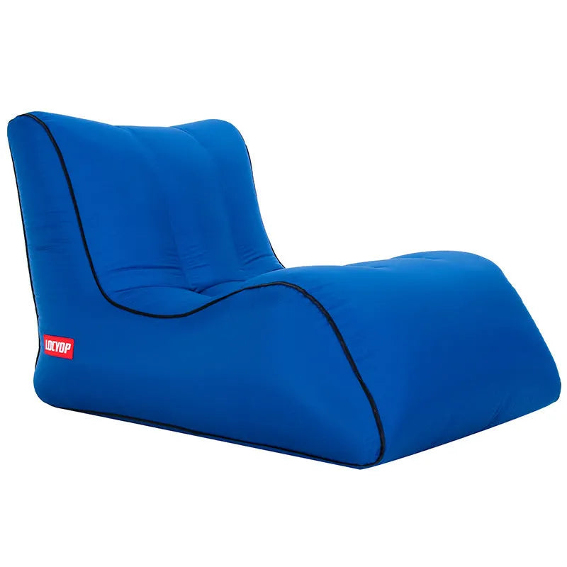 Air sofa outdoor portable single inflatable bed in green, 200kg load capacity, 210T nylon