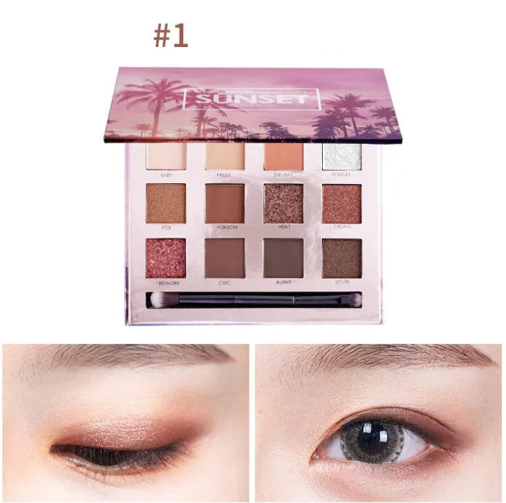 Focallure Shining Eyeshadow Palette with 12 colours of shimmer eyeshadow in a compact case