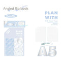 Oblique angle artsy ins style student notebook in A5 or B5 size with white or blue plaid cover.