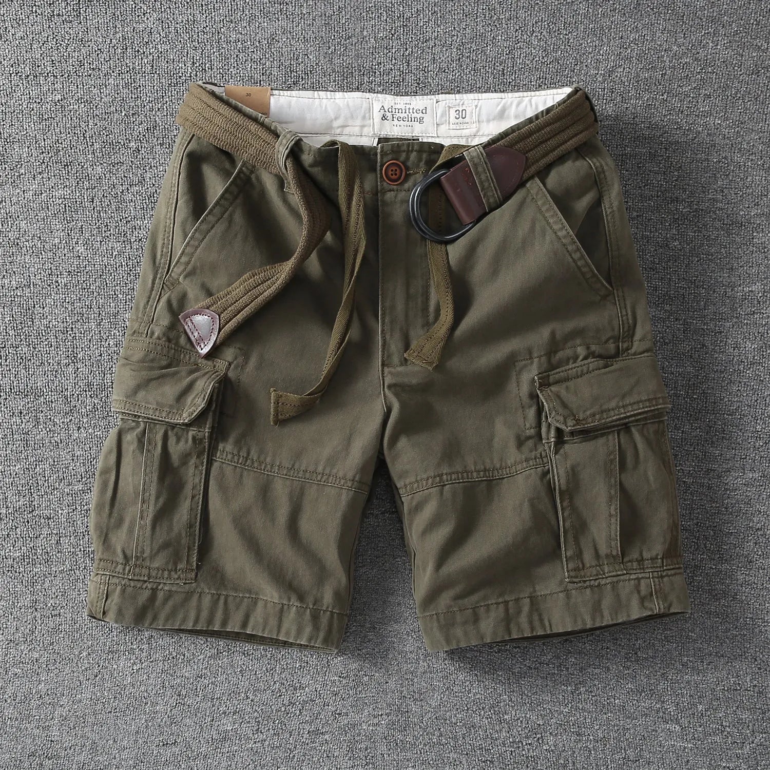 Retro heavy casual cotton overalls pants with button fly in army green