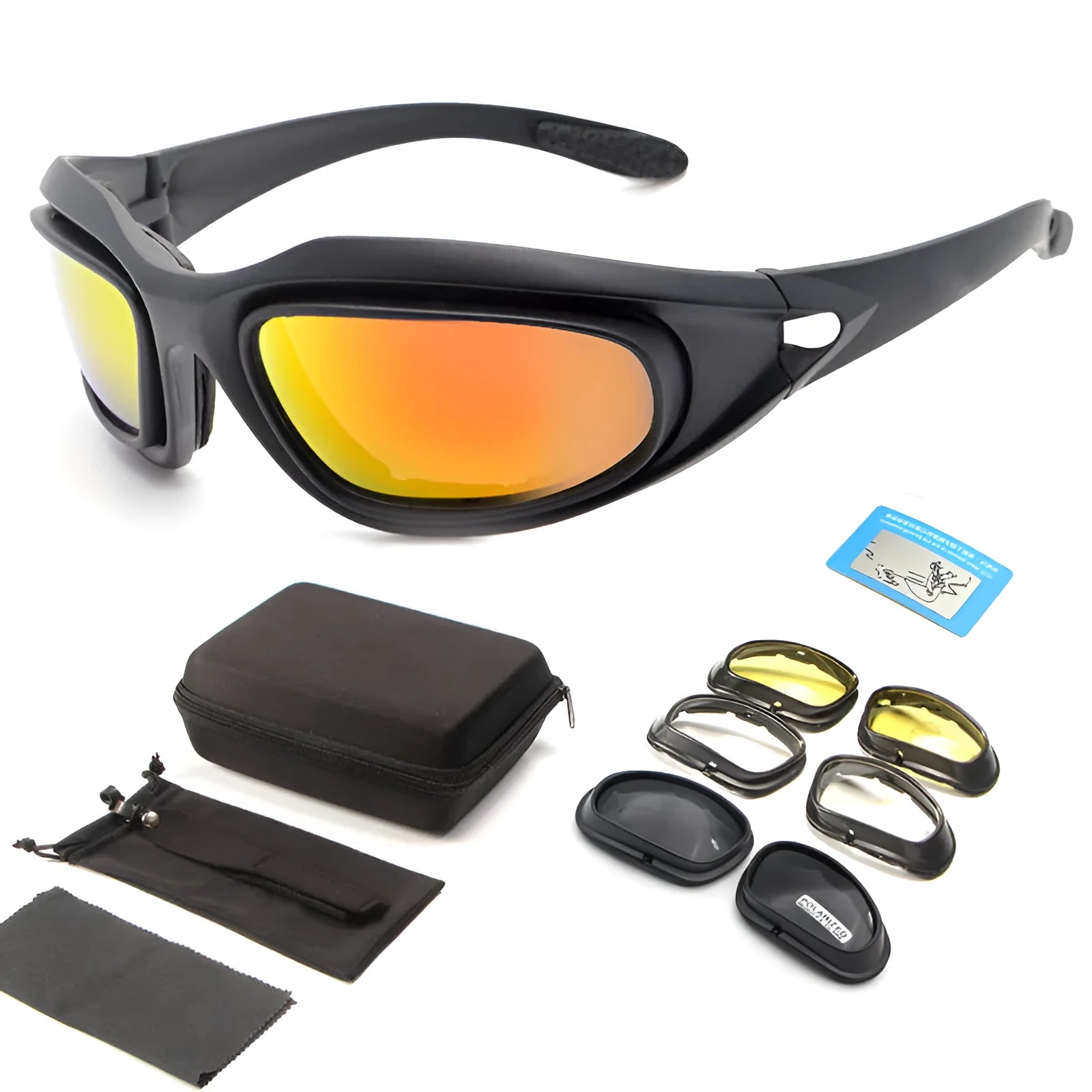 Polarized tactical sunglasses with full rim PC frame for outdoor cycling and sports activities