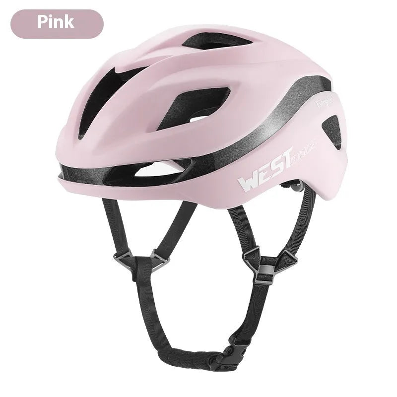 Adult road bike helmet with integrated rear LED light in adjustable 58-61cm sizing