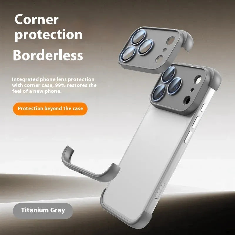 High-grade shell mobile phone case for iPhone 17 series in black, orange, grey, and desert colour options.