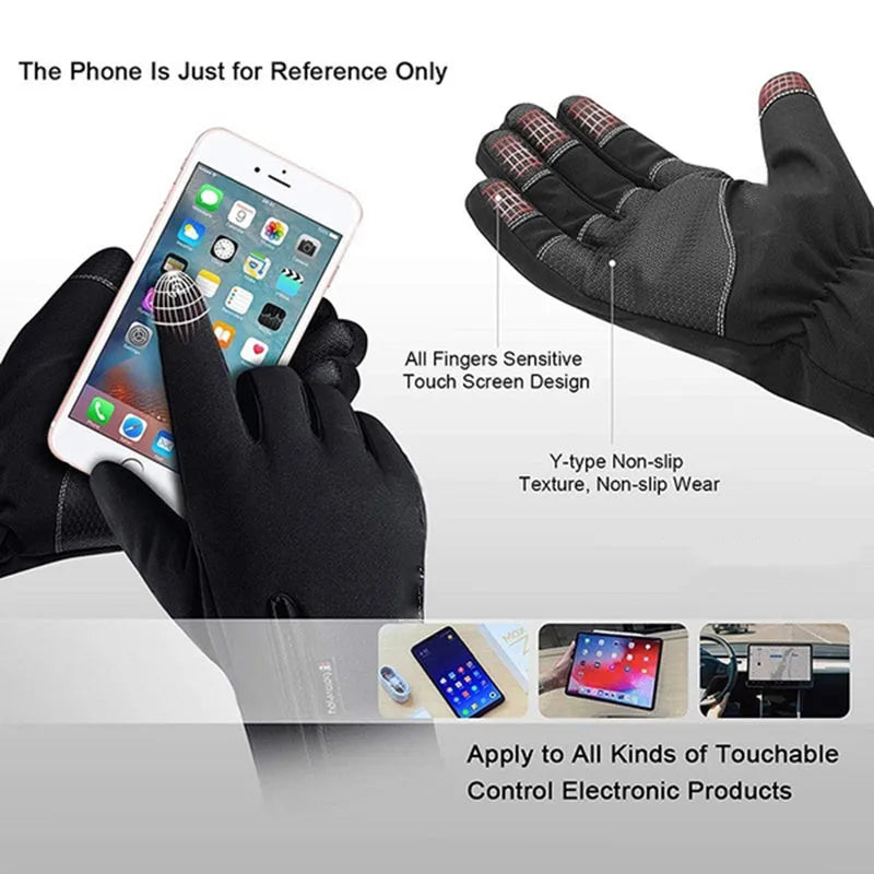 Winter gloves touchscreen non-slip waterproof windproof unisex black grey cycling ski sport gloves
