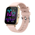 Bluetooth smart watch with heart rate and blood pressure monitoring on wrist, showing 1.75-inch curved touch screen