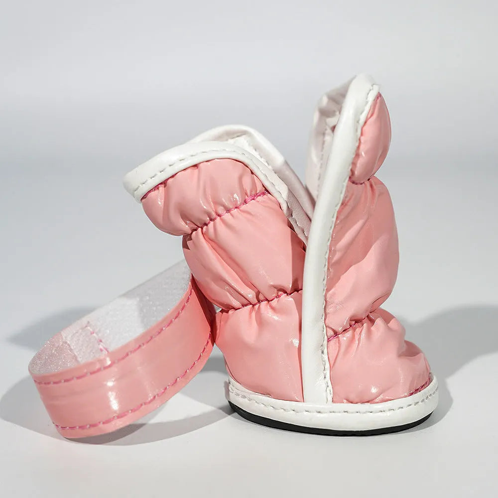 Winter pet dog snow boots in grey, waterproof and antifreeze, with non-slip sole for small dogs