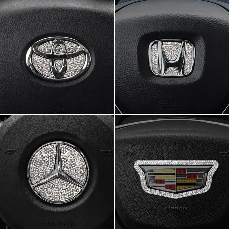Zinc alloy diamond decorative sticker for Toyota car steering wheel centre.