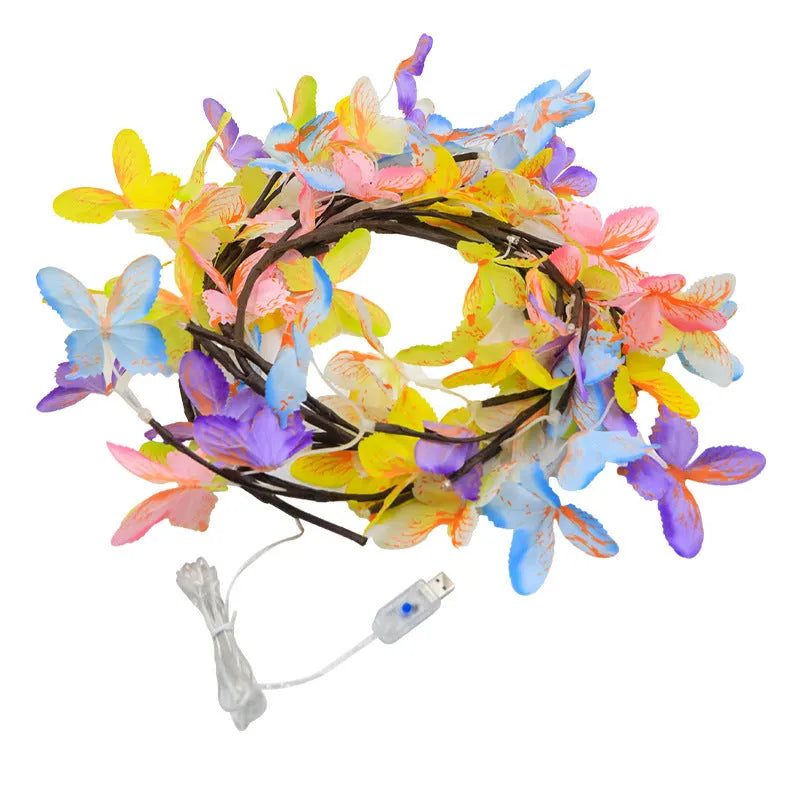 1.8 metre tall LED butterfly tree rattan lamp with colourful decorations and flexible branches
