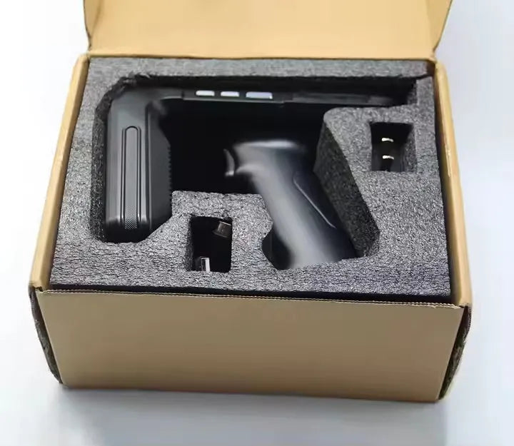 SLP-05 handheld Android UHF RFID scanner and barcode reader shown in use