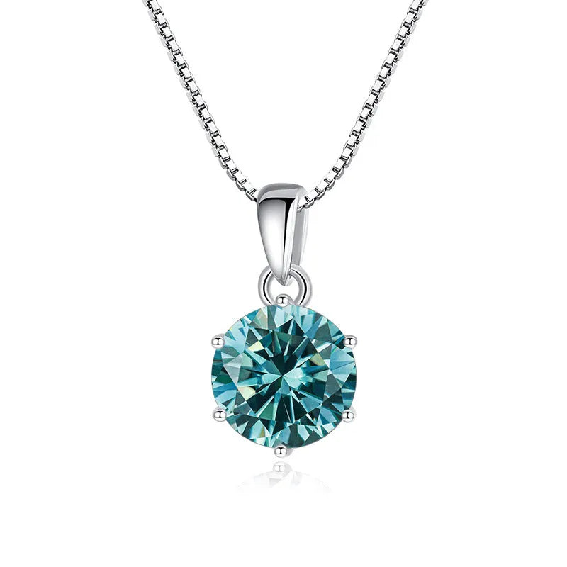 925 silver round moissanite pendant on snake chain, 1 carat 6.5mm stone, animal zodiac style