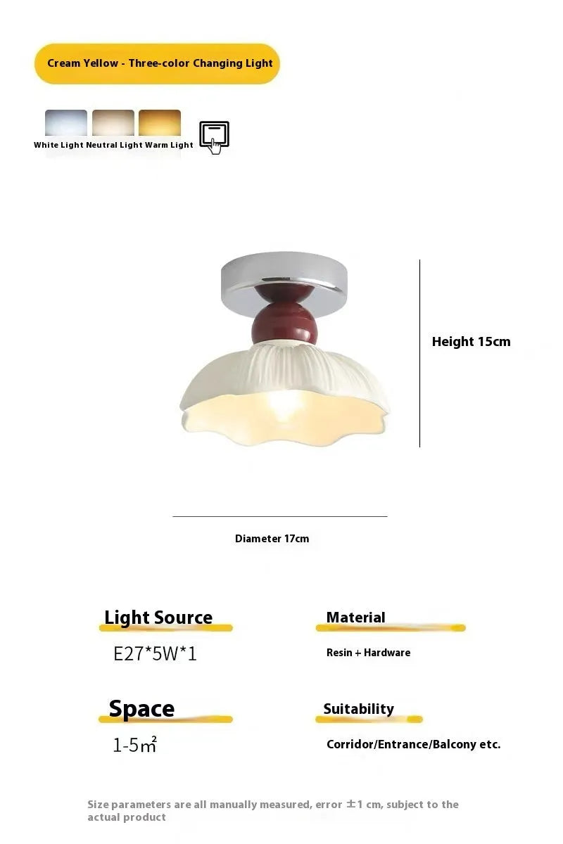 Antique style retro ceiling lamp for corridor or entrance in beige brown colour, 220V ceiling light