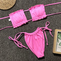 Costa Rica bandeau bikini set, triangle two-piece swimsuit with chest pad, double layer nylon, sizes S M L, multiple colours.