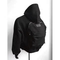 Men's light grey hooded sweatshirt with a schoolbag graphic printed on the back.