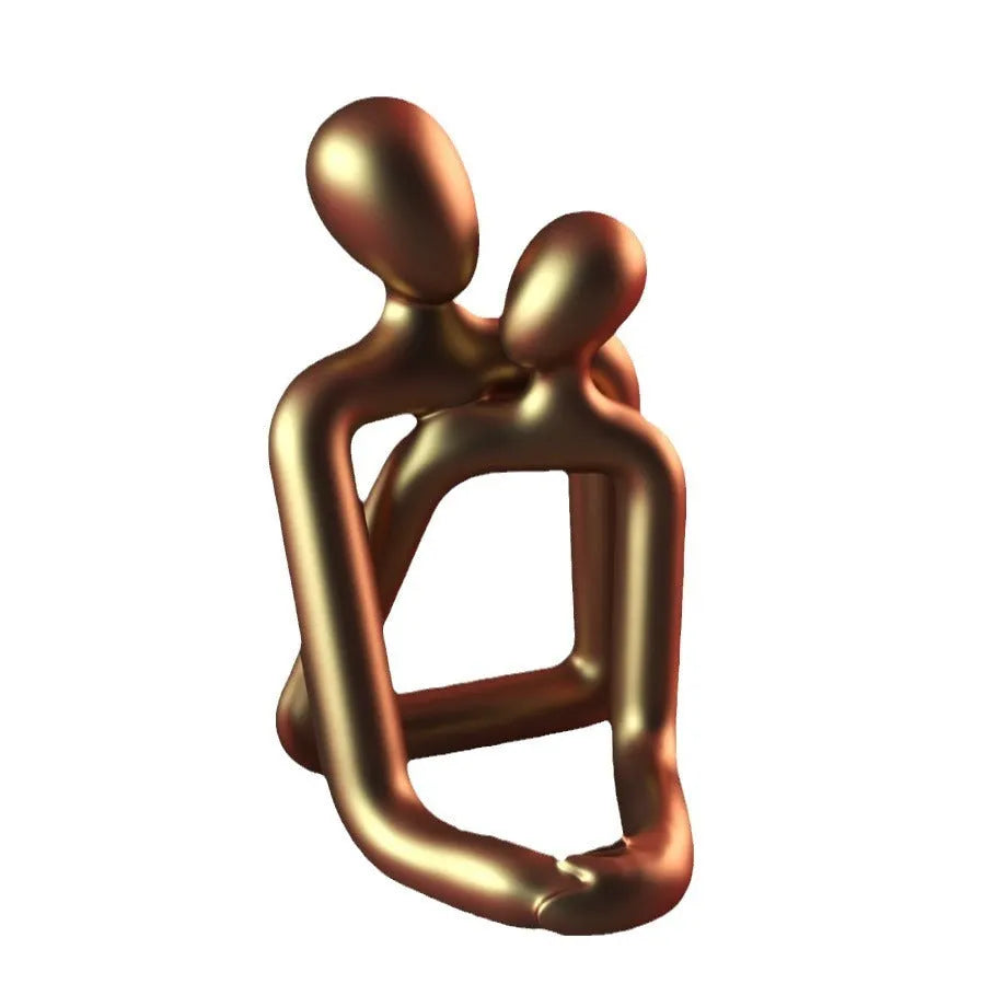 Modern style resin couple statue figurine in milky white or gold finish for shelf display