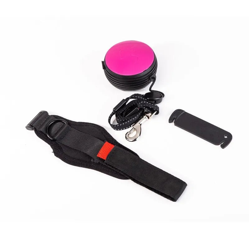 Retractable dog leash extended to 3 metres with explosion-proof mechanism in vibrant orange colour